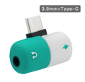 Blue and yellow Huawei phone charging audio cover case adapter with 3.5mm jack.