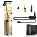 Gold-coloured Model 2880 cordless hair clipper with dual-power charging system and 220V US plug.