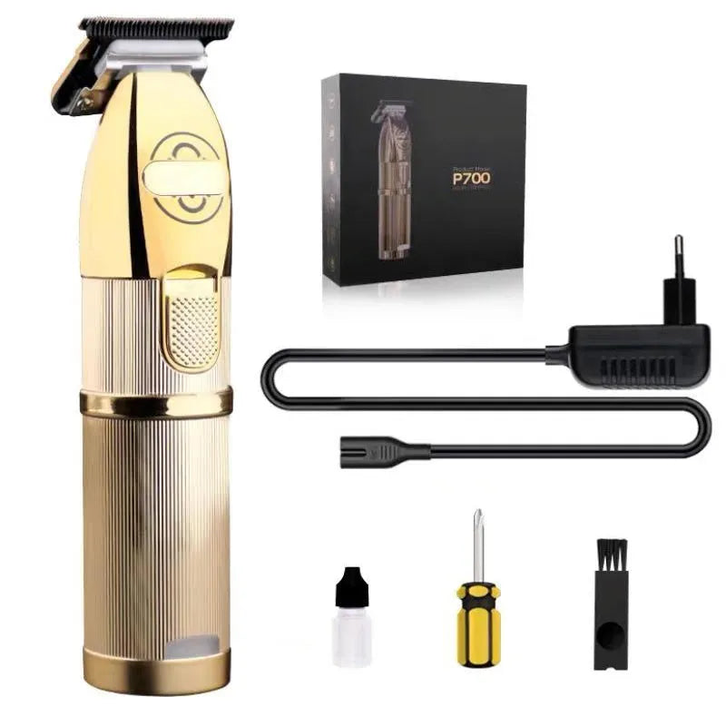 Gold-coloured Model 2880 cordless hair clipper with dual-power charging system and 220V US plug.