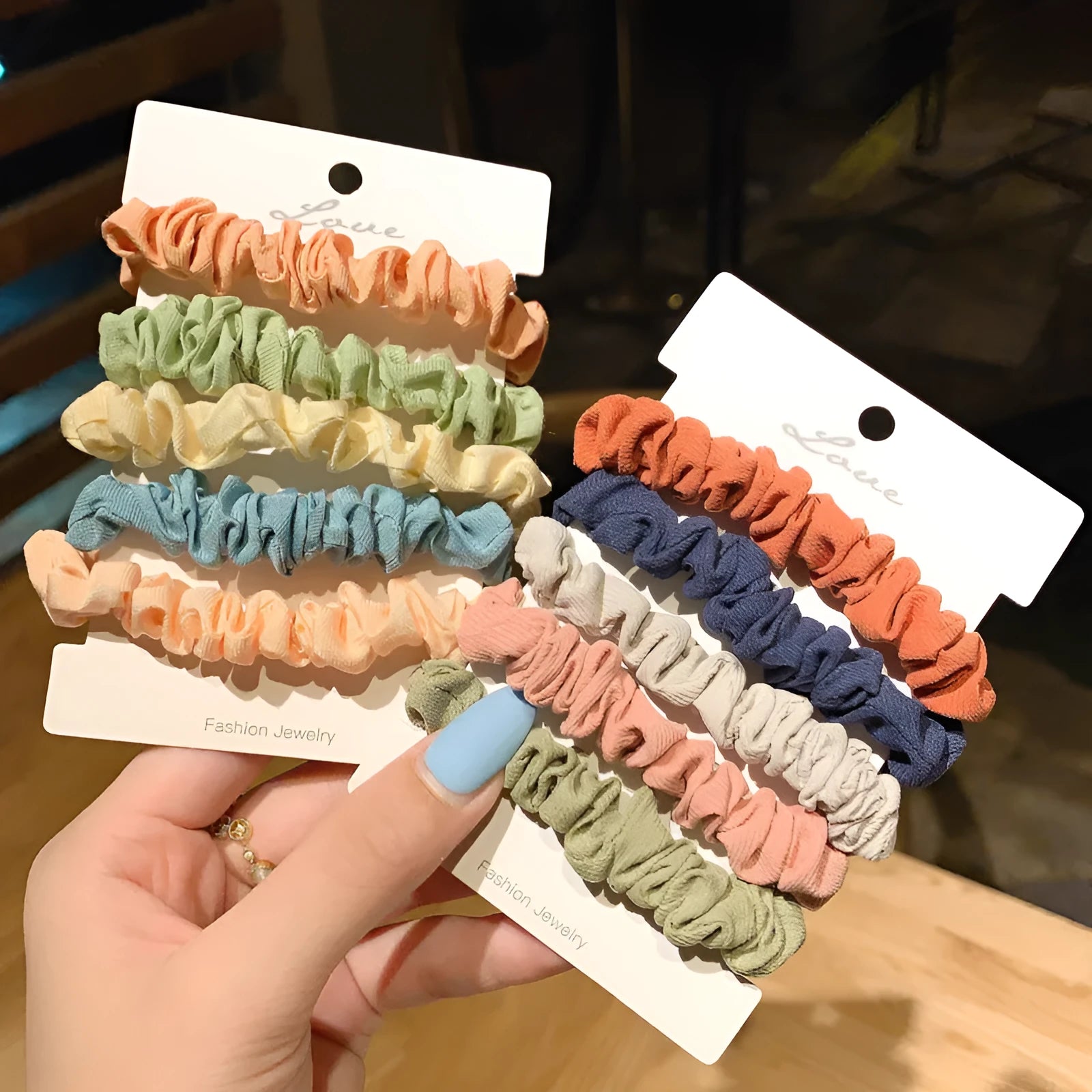 Children's 20-piece hair accessory set with elastic rings and headband rope in autumn colours