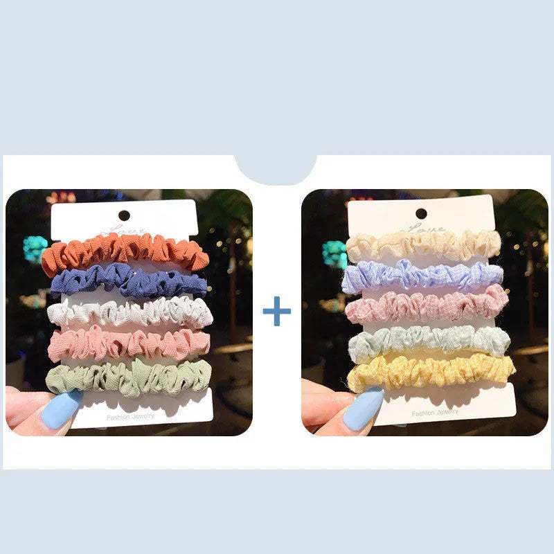 Children's 20-piece hair accessory set with elastic rings and headband rope in autumn colours