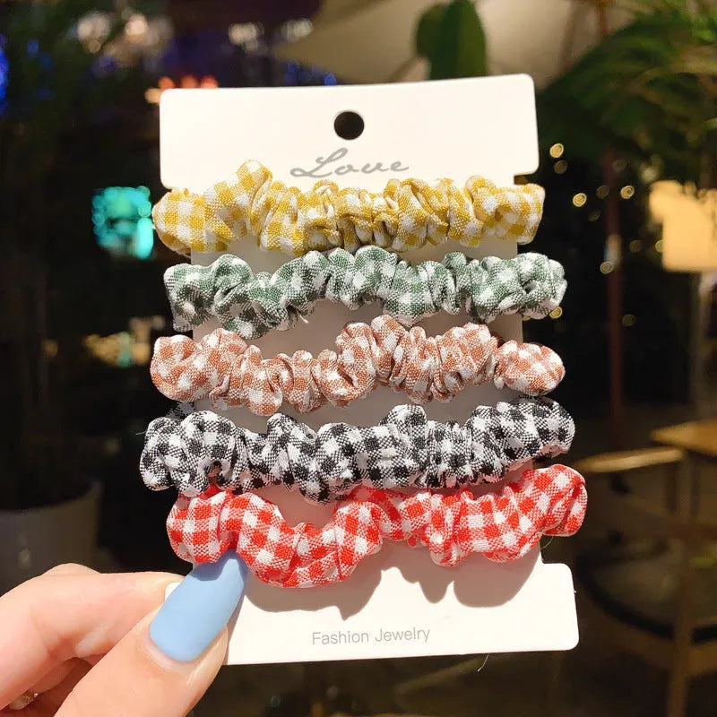 Children's 20-piece hair accessory set with elastic rings and headband rope in autumn colours
