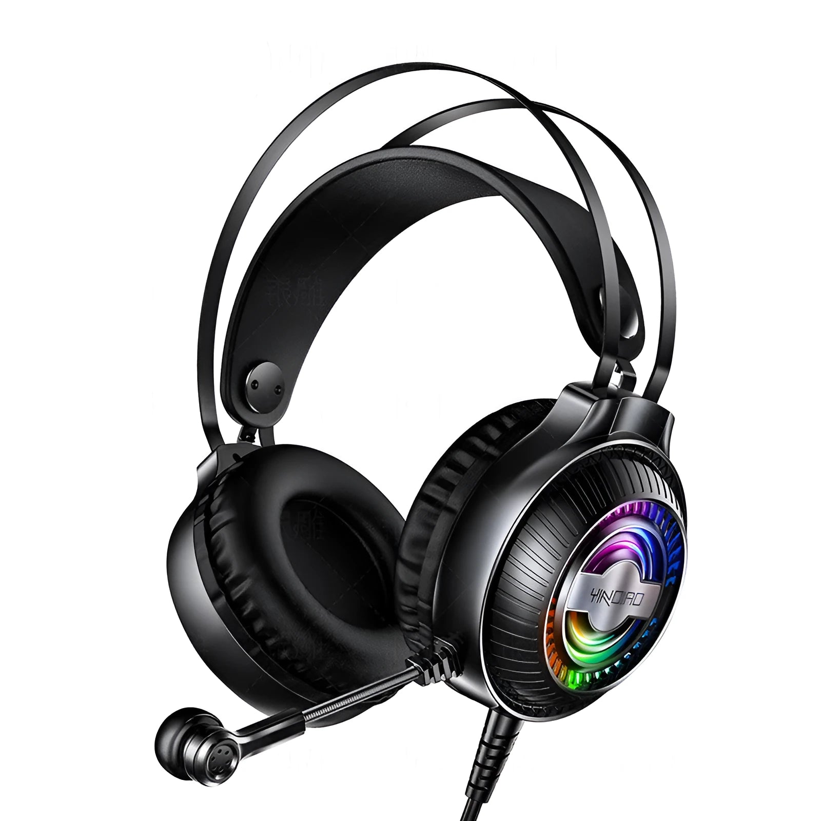 Wired over-ear computer gaming headset with microphone in black or white colour