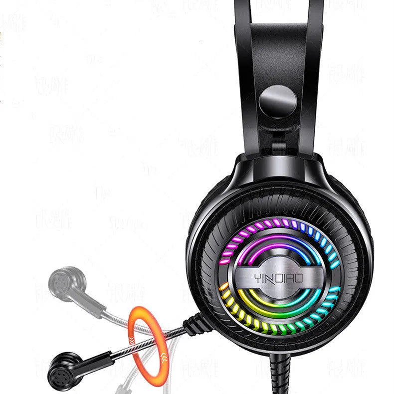 Wired over-ear computer gaming headset with microphone in black or white colour