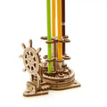 Ukrainian wooden machinery model rotating pen holder with steering wheel design