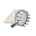 Steel frame fruit picker tool with attached cloth collection bag for harvesting garden fruit