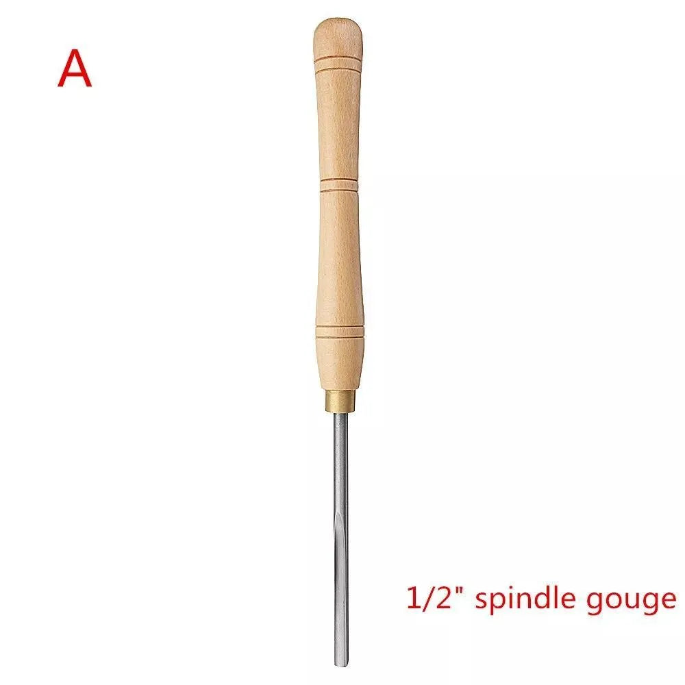 High-end 8-piece woodturning chisel set presented in an open wooden storage box.