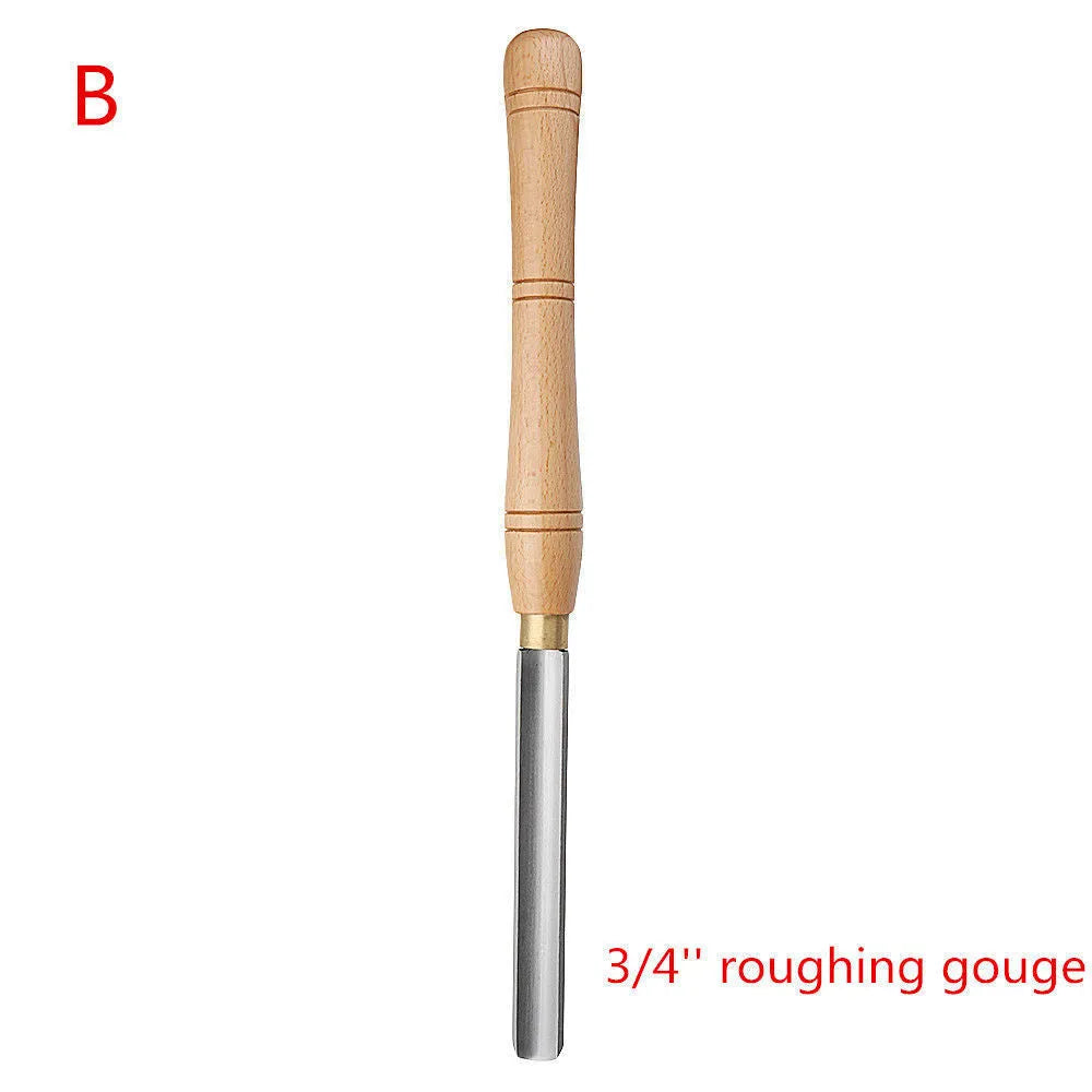 High-end 8-piece woodturning chisel set presented in an open wooden storage box.
