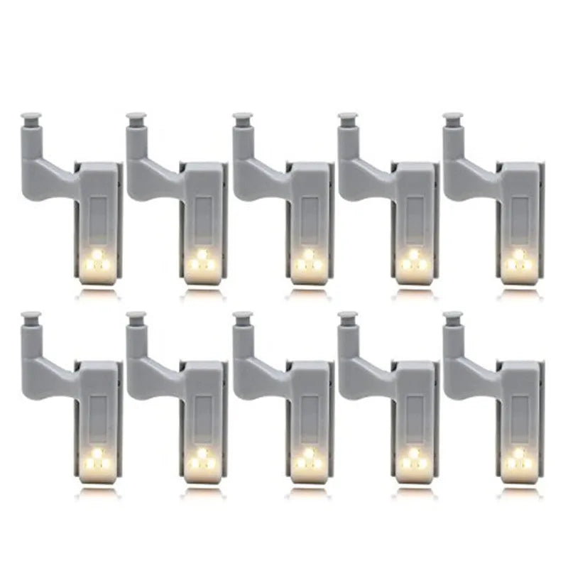 Smart touch cabinet light hinge with integrated LED and hydraulic damping, ABS material, 12V battery powered, 3 LEDs, furniture hinge