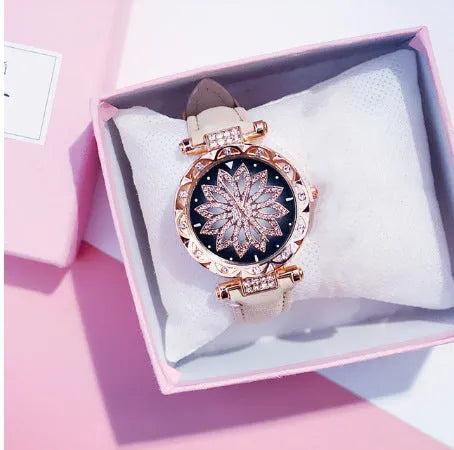 Fashion ladies wristwatch with diamond decoration and round 32mm dial in multiple colour options