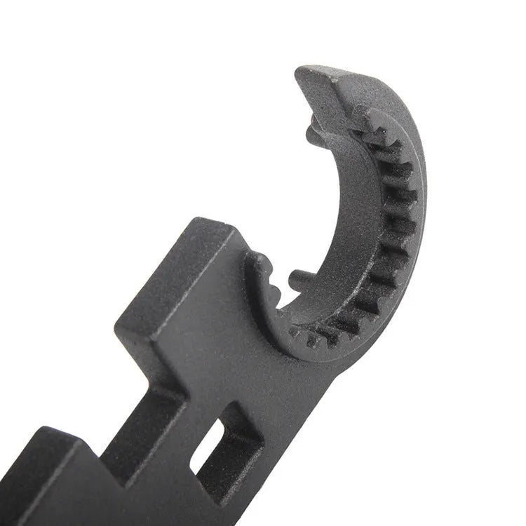 Black all-steel dual-purpose combination wrench for AR15 and M4 firearm maintenance.