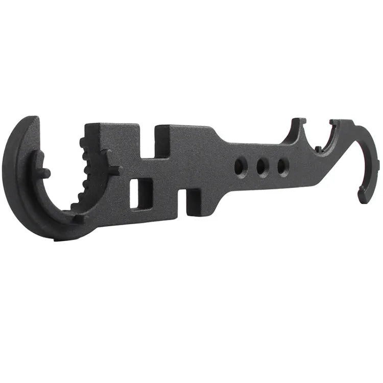 Black all-steel dual-purpose combination wrench for AR15 and M4 firearm maintenance.