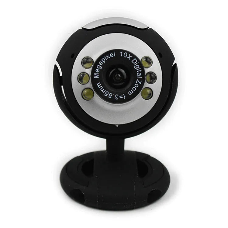 USB web camera with six built-in white LED lights around the lens for video calls
