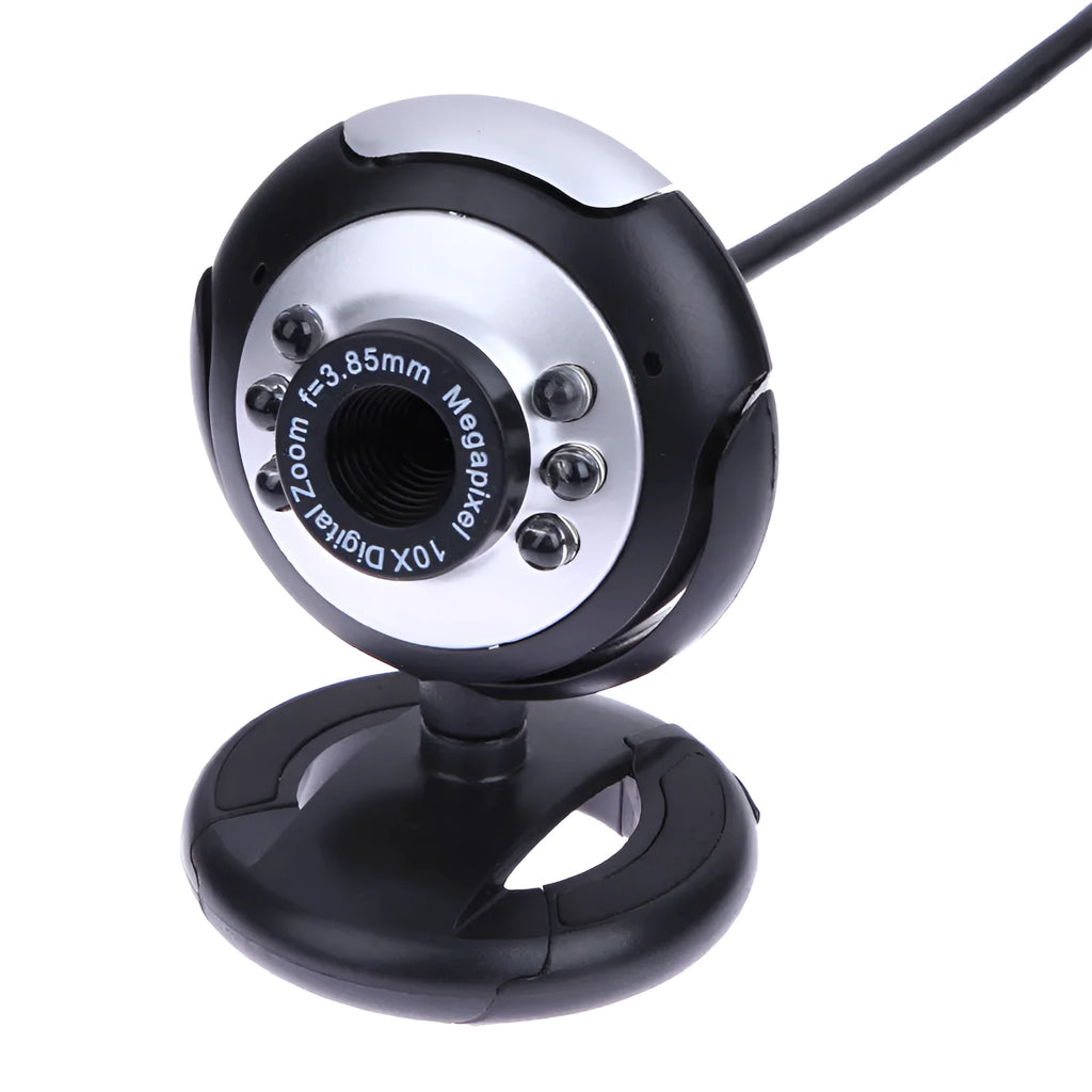 USB web camera with six built-in white LED lights around the lens for video calls