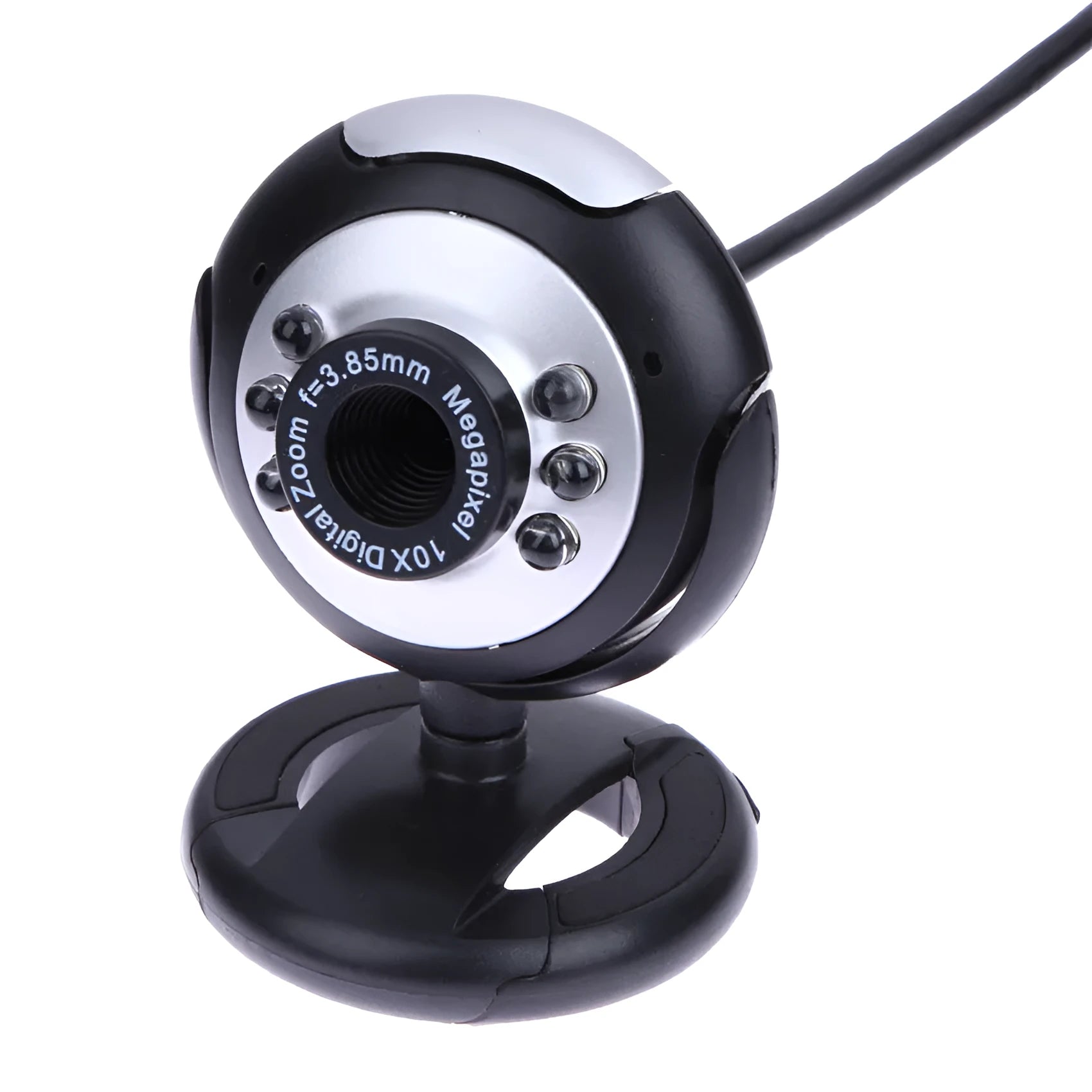 USB web camera with six built-in white LED lights around the lens for video calls