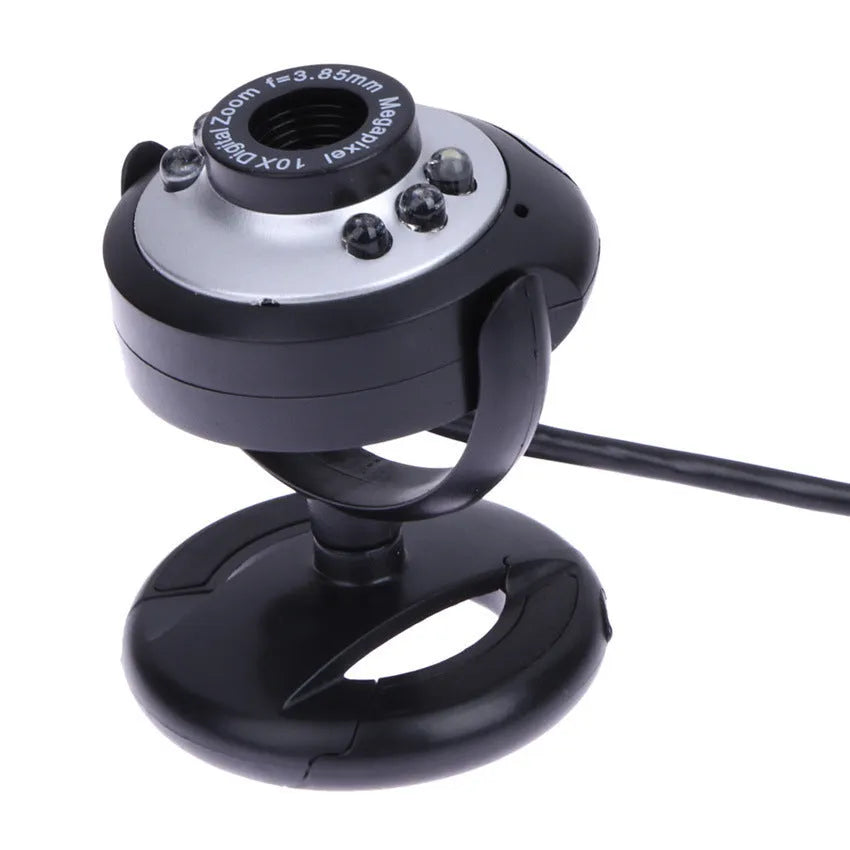 USB web camera with six built-in white LED lights around the lens for video calls