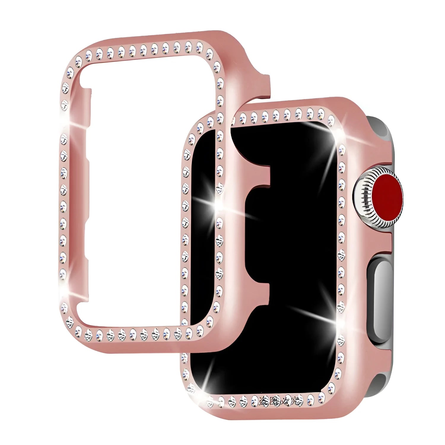 Aluminum alloy diamond protective case for Apple Watch in silver, black, rose gold, rose pink, or gold colour