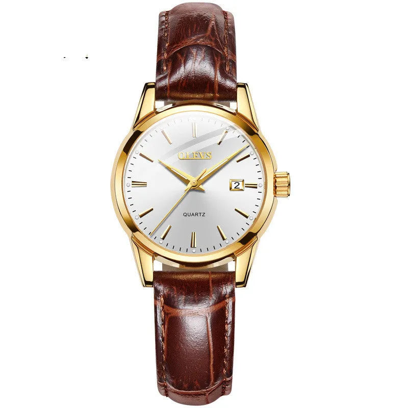 Quartz wrist watch with calendar and week display, coated glass dial, 39mm, available in black blue and white