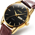 Quartz wrist watch with calendar and week display, coated glass dial, 39mm, available in black blue and white