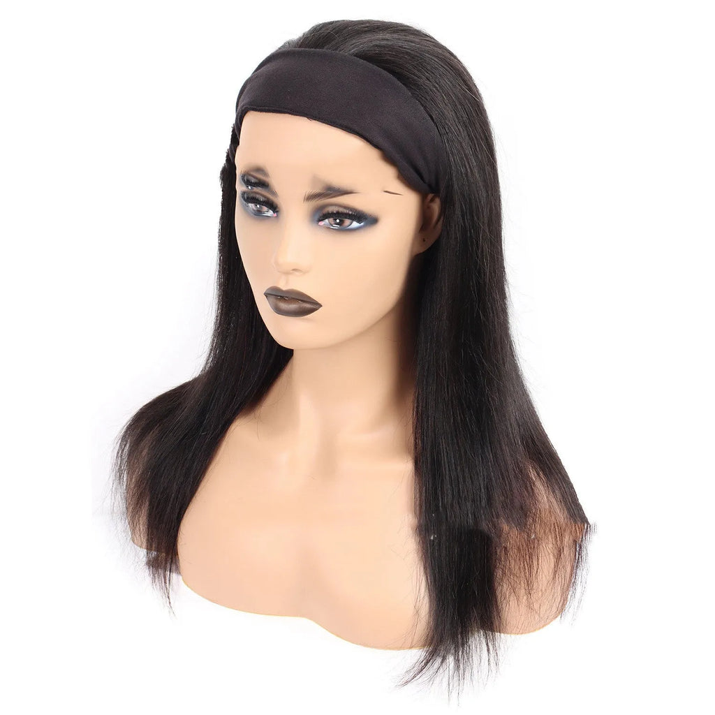 Human hair headband wig reversed hair band wig headgear real hair medium to long machine made msjoli