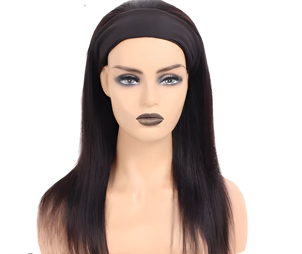 Human hair headband wig reversed hair band wig headgear real hair medium to long machine made msjoli