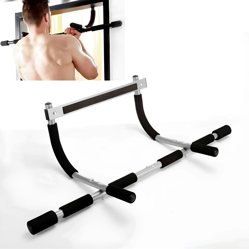 Black steel indoor pull-up bar for home gyms, dimensions 92.5cm x 41cm x 23cm