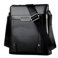 Men's black PU leather shoulder bag with zipper opening and single strap