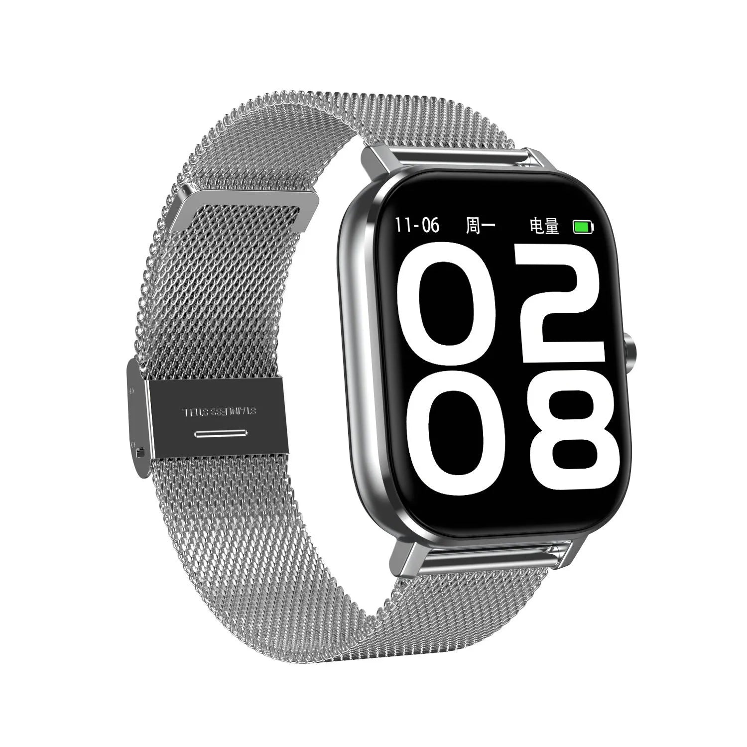 Smart health bracelet with 1.54-inch screen showing ECG graph, worn on wrist with silicone strap.