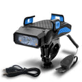 Rechargeable bicycle light showing Black, Blue, Green, and Red colour options with single and double lamp styles