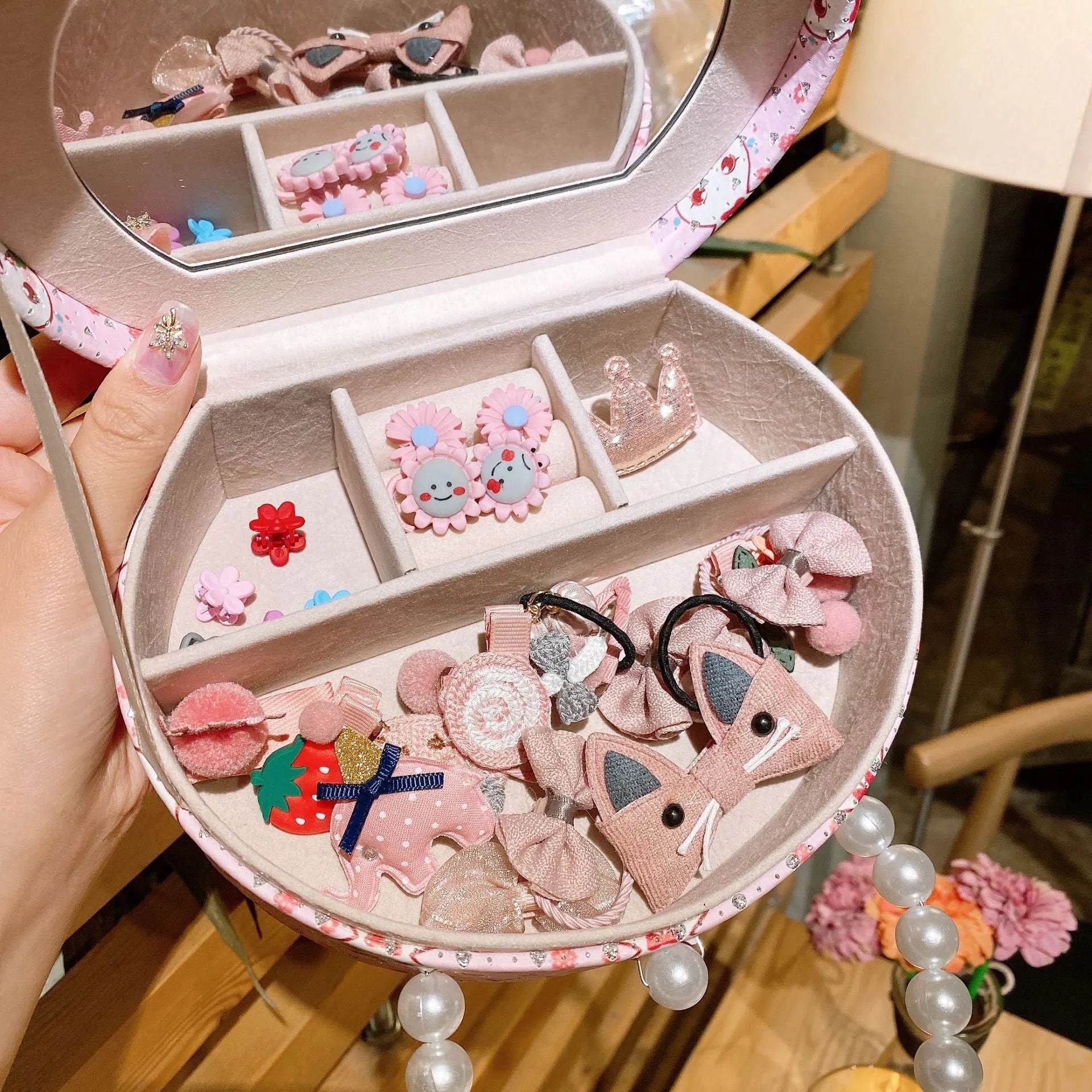Cocoli series children's cartoon hair clip jewellery set with cloth hairband and storage box