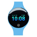 Black Bluetooth smart watch with pedometer and vibrating alarm on a wrist, showing 0.66-inch screen.