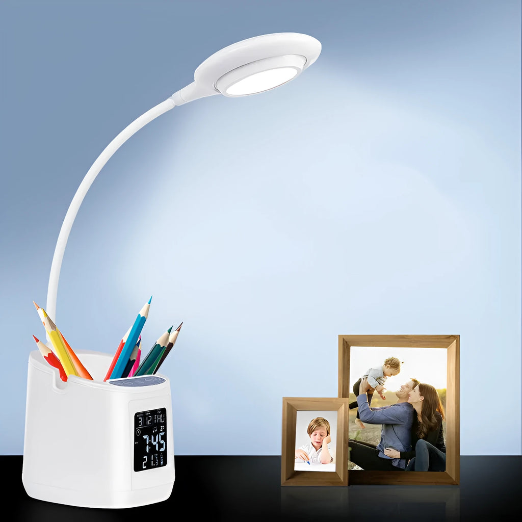 White desk lamp with touch switch and USB power input for study use
