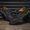 Men's casual leather shoes with microfiber upper in round toe design available black gold khaki colours