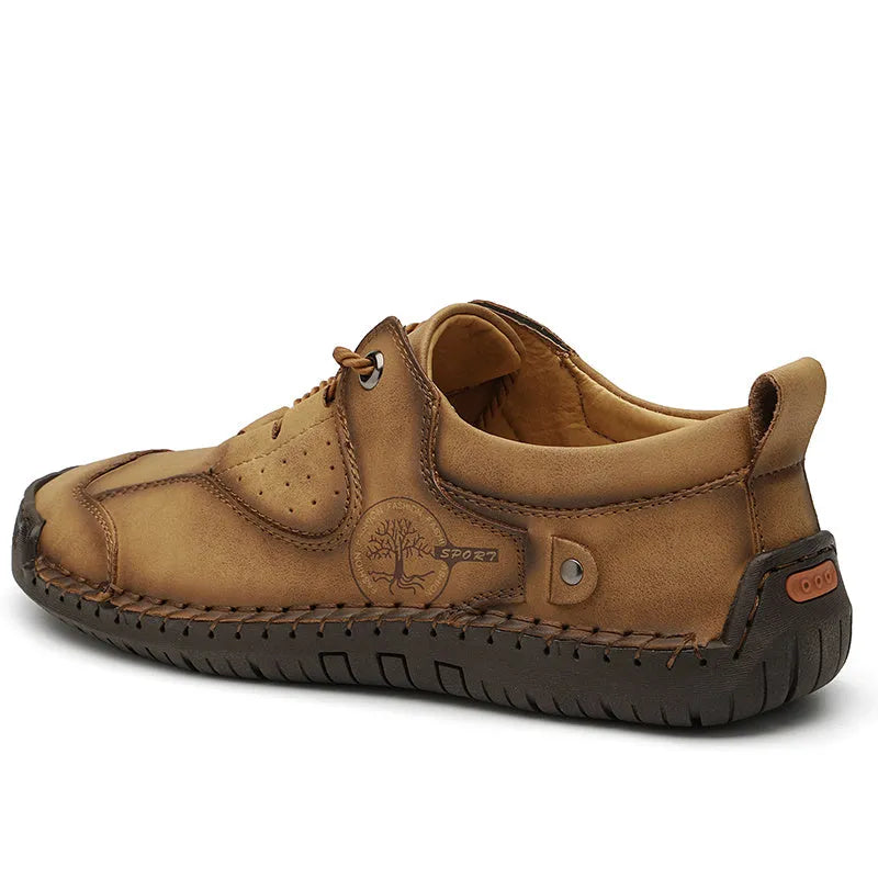 Men's casual leather shoes with microfiber upper in round toe design available black gold khaki colours