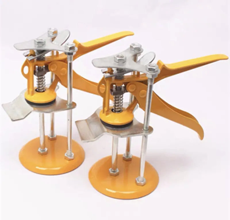 Adjustable height tile raising locator tool for concrete processing, metal alloy construction