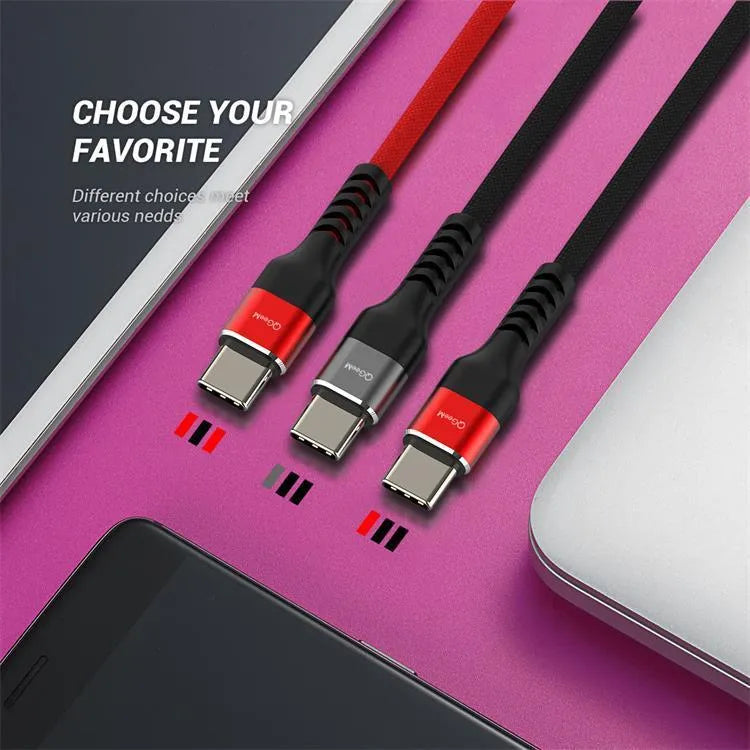 QGeeM USB A to Type-C fast charge data cable for Android phones in black and red colours