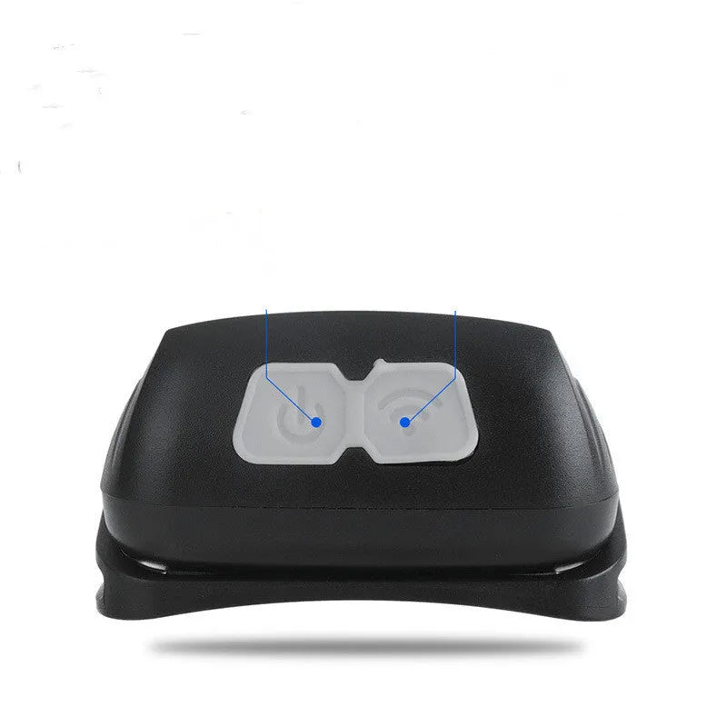 USB rechargeable sensor headlamp with white and red LED lights in black or blue colour