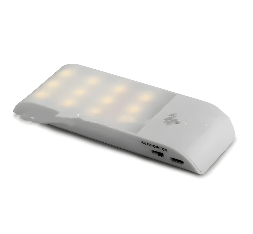 Rechargeable human body infrared sensor night light with 12 LED chips and PVC shade