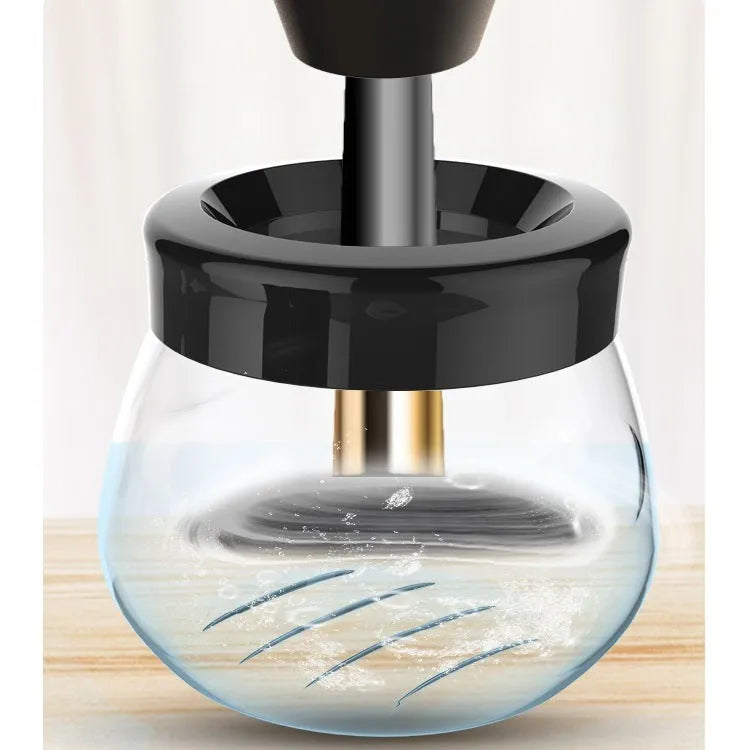 Electric makeup brush cleaner USB charging black cleaning tank and brushes