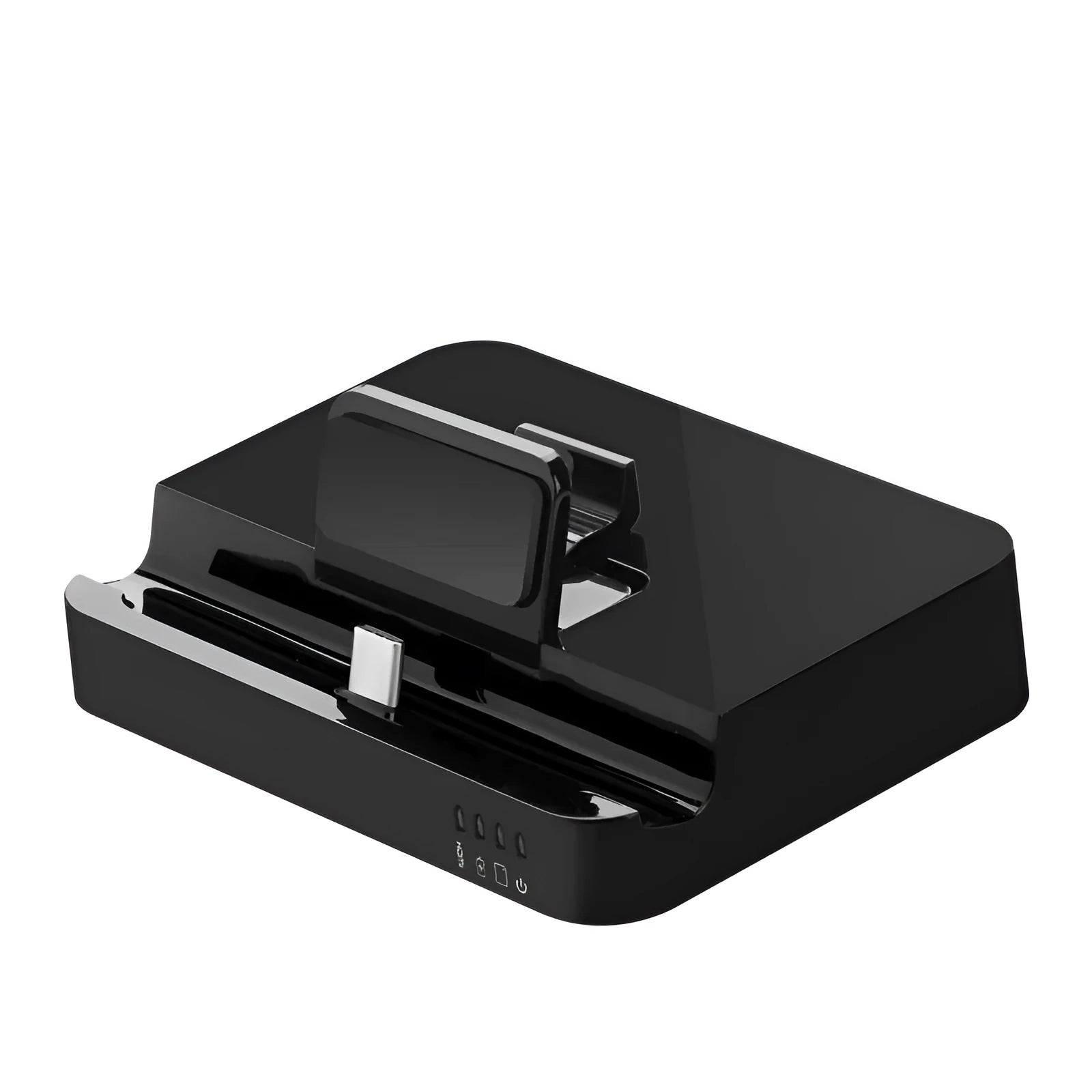 Black base HD mobile phone dock converter for connecting phones to displays