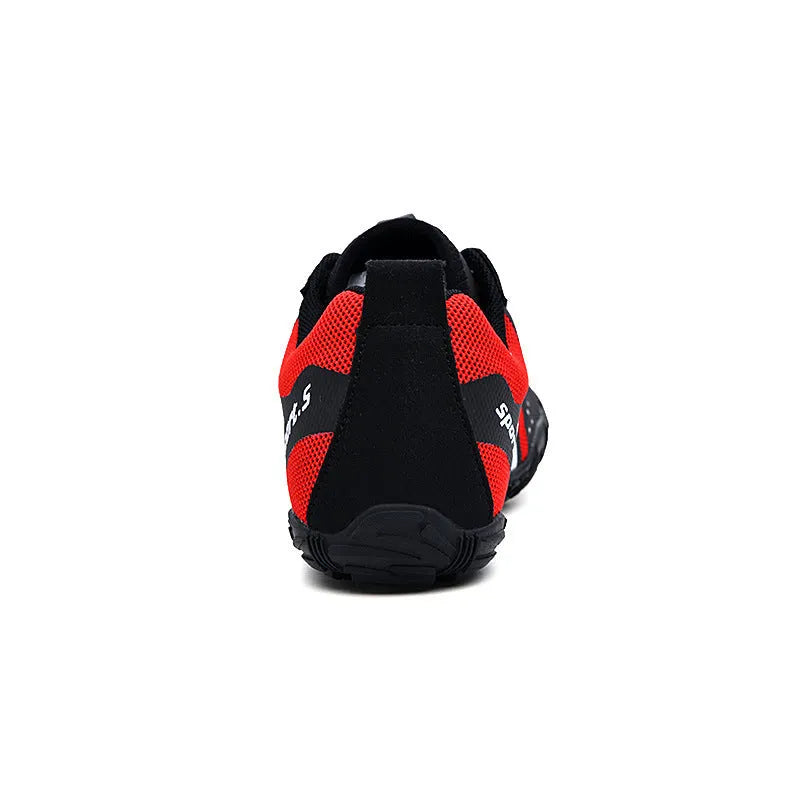 Outdoor wading shoes in red, black or orange with mesh upper and rubber sole