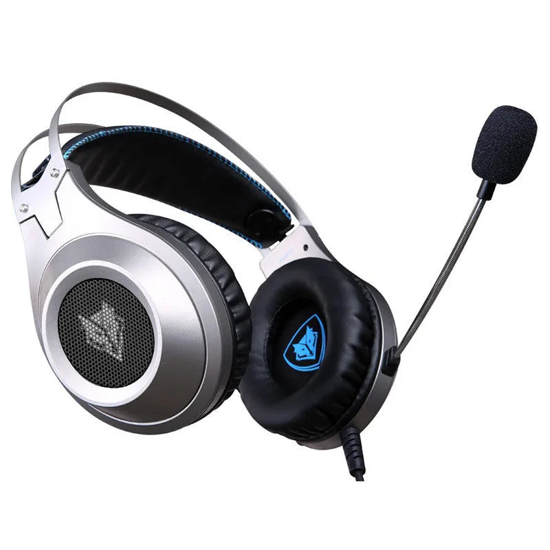 Black wired USB computer headset with head-mounted design and built-in microphone