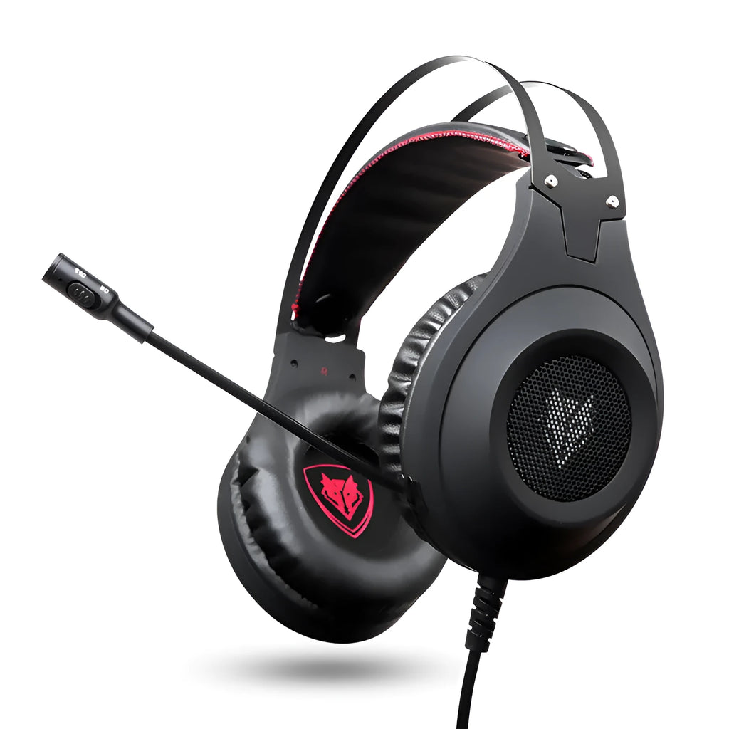 Black wired USB computer headset with head-mounted design and built-in microphone