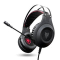 Black wired USB computer headset with head-mounted design and built-in microphone