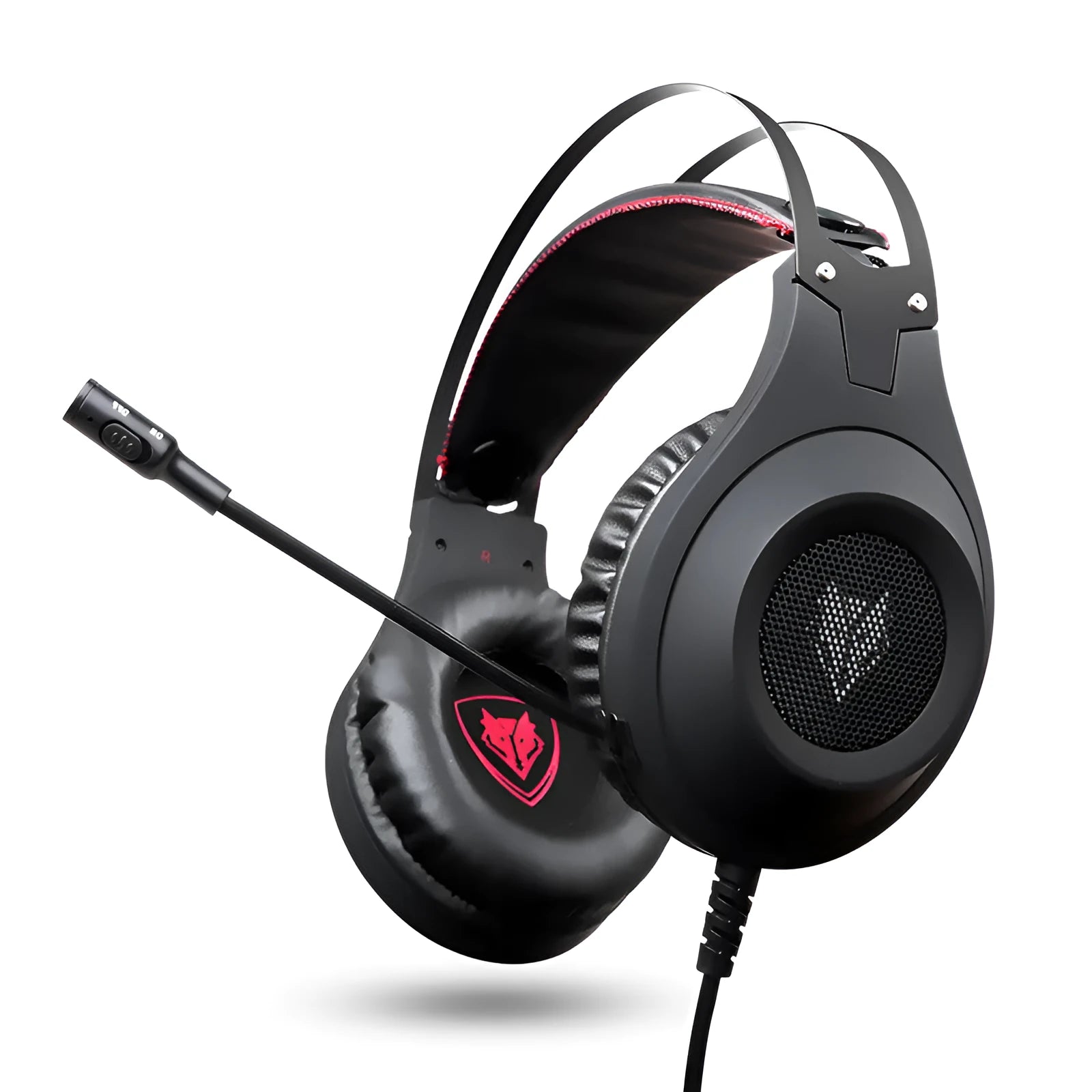 Black wired USB computer headset with head-mounted design and built-in microphone