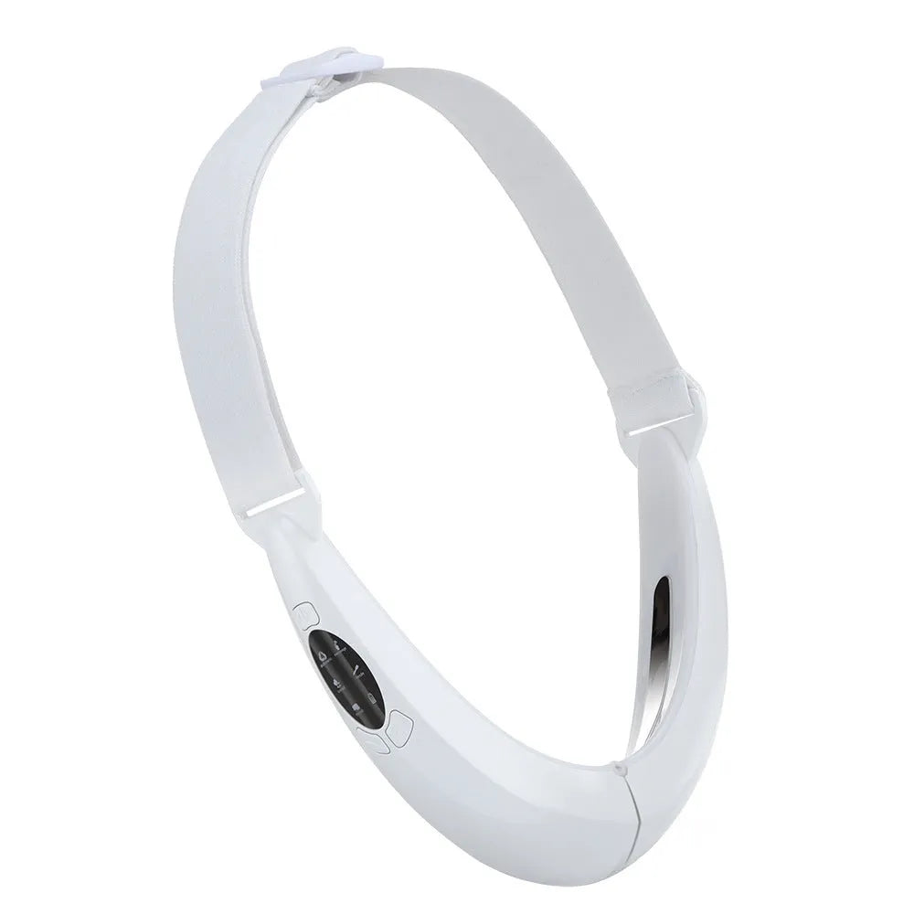 White ABS facial lifting device with red and blue light therapy functions for home use.