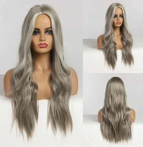 Long curly wig 70cm black gradient colour high temperature wire synthetic hairpiece
