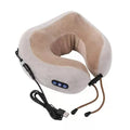 Brown U-shaped electric neck massager pillow with kneading massage and heat function