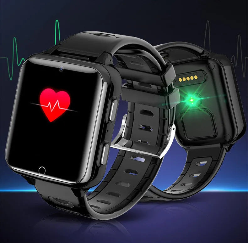 Children's smart watch with a colourful 1.54-inch screen and a blue silicone sport strap.