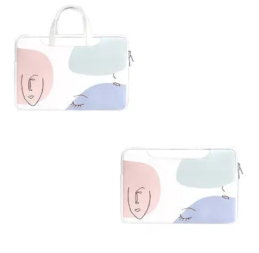 Blue waterproof PU leather laptop bag for 15.6 inch notebooks with a soft handle and zipper.